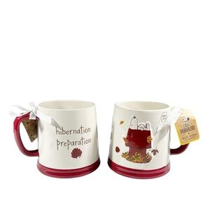 NEW Rae Dunn/Peanuts HIBERNATION PREPARATION Snoopy Double Sided Mug